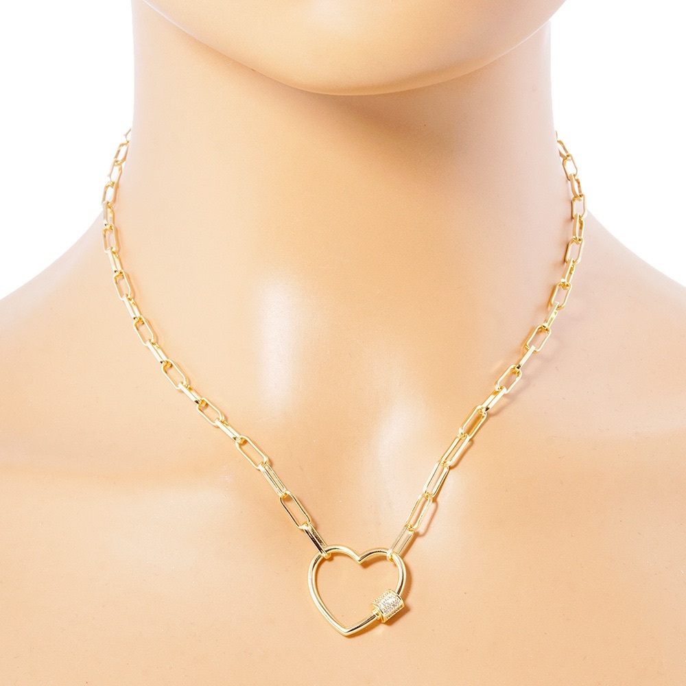 Gold Heart Paperclip Pendant Necklace - Picture 2 of 3